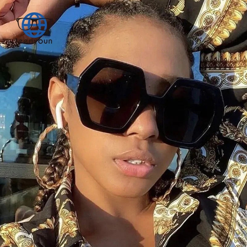 Teenyoun 2024 Vintage Classic Square Oversized Sun Glasses for Men and Women Retro Polygon Sun Glasses