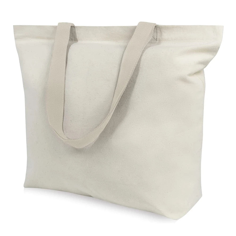 Custom Recyclable Cotton Canvas Fabric Large Women's Grocery Shopping Handbag Cotton Fabric Bag With logo
