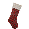 Wholesale Premium Quality Red Mini Plaid Christmas Stocking with Gold Printed Velvet Cuff for Festive Decorations