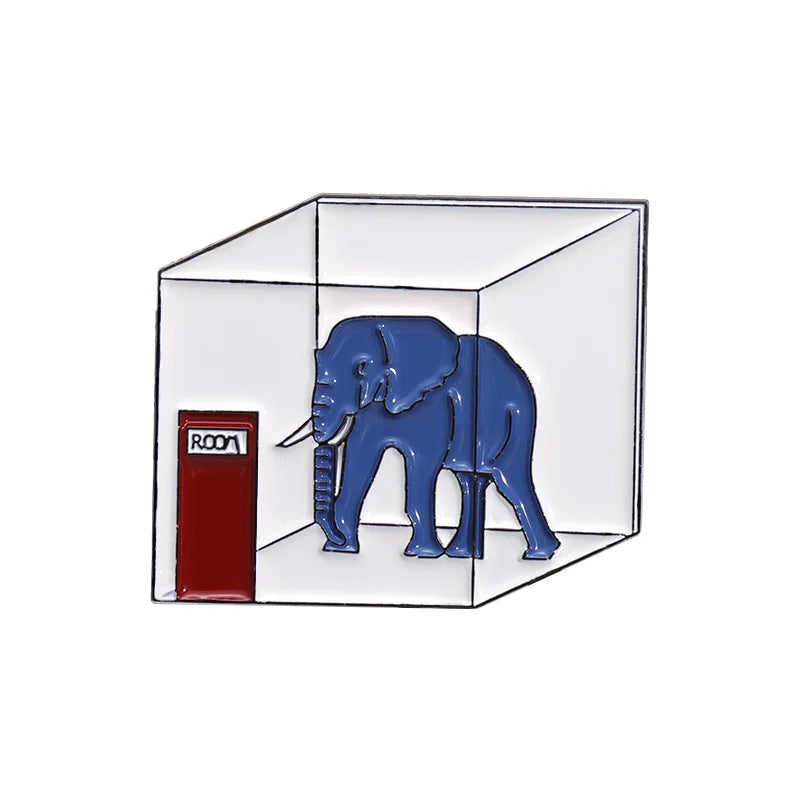 Cute Elephant Animation Pattern Design Button Fairy Tale Story Pin Enamel Printing Metal Lapel Pins Badge