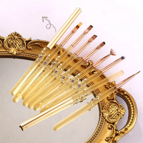 Factory Supplies Private Label OEM Service Nail Tools Snake Gold 12 Pcs Set Nail Art Paint Pen Gel Brush Pen