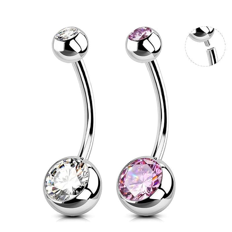 Designer Wholesale Titanium Belly Button Rings New Fashion Gold Plated Body Jewelry with Zircon Stone for Women