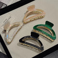Fashionable Marble Acetate Claw Hair Clips for Women New Design Semicircle Shape Metal Hair Claws