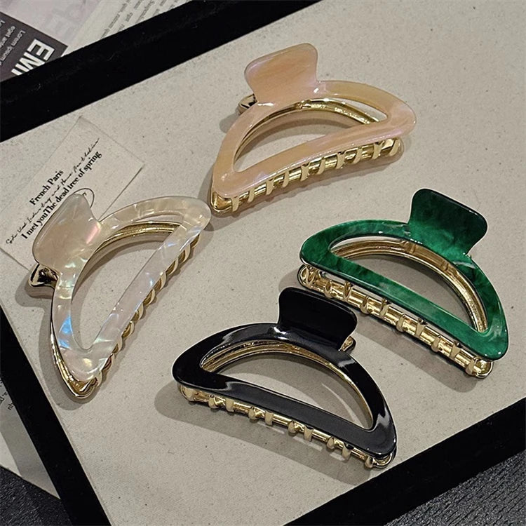 Fashionable Marble Acetate Claw Hair Clips for Women New Design Semicircle Shape Metal Hair Claws