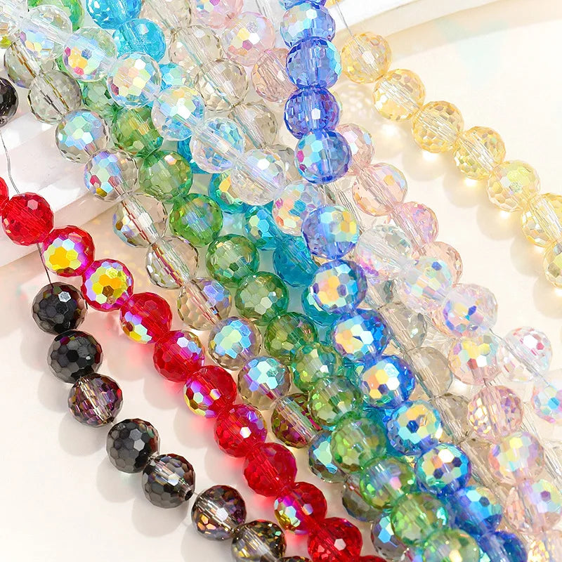 96 Cuts Face Glass Beads Wholesale Colorful 3d 8mm Glass Crystal Round Loose Beads for Jewelry Making