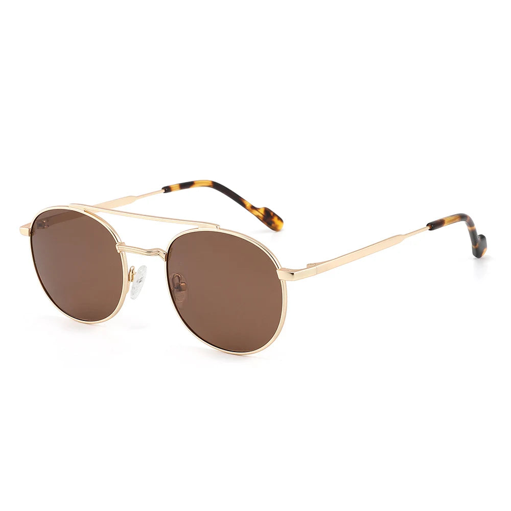 VIFF GLT8914 High Quality Polarized Sun Glasses Classic Round Stainless Steel Men Sunglasses