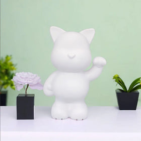 Diy Resin Craft Fluid Cat Handmade DIY Cute Piggy Bank Enamel White Ornament Fluid Cat