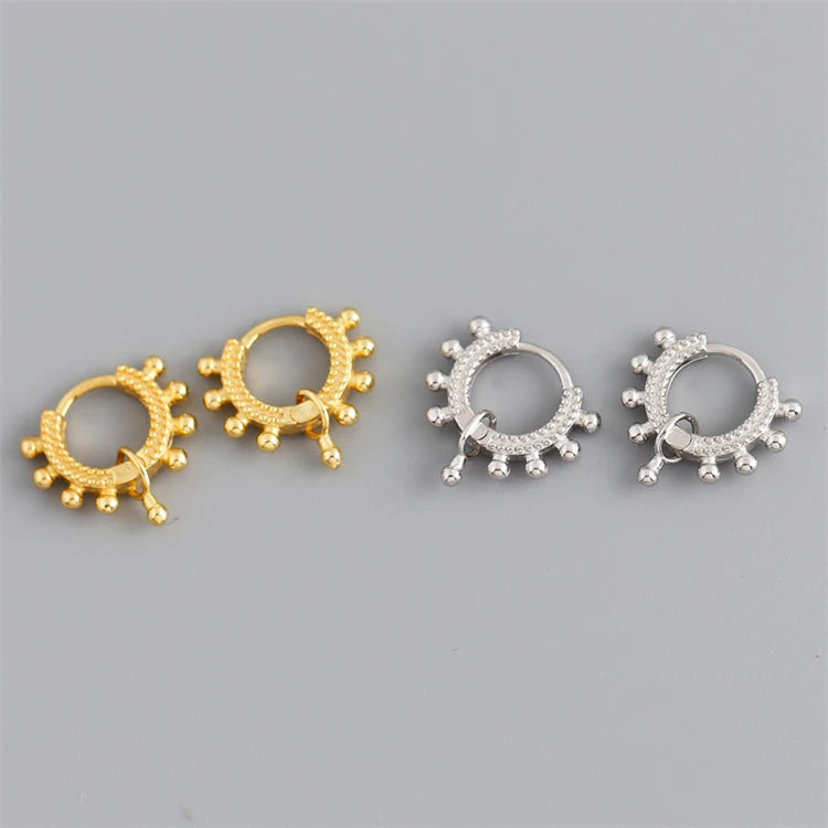 Simple Glossy round Beads Huggie Hoop Earrings Women New Trendy 925 Sterling Silver 18K Gold Plated Punk Style Weddings Parties