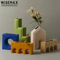 WISEMAX FURNITURE Nordic Creative Simple Geometric Dry Flower Vase Colorful Living Room Art Ceramic Vase Table Decoration