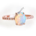 Luster Jewellery 10 14k Oval Ring Moissanite 18k Gold Opal Ring
