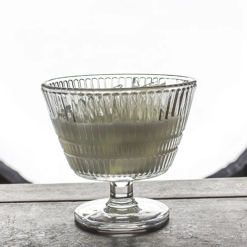 Creative Strip Glass Bowls Cocktail Cups for Ice Cream Dessert Salad Milkshake Pudding Juice Cocktail Party Use