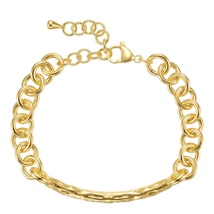 Fashion High Quality 18K Gold Plated Brass Jewelry Thick Link O-Chain Fashion Party Punk Accessories Bracelet B212254