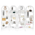 240 Holes Clear Acrylic Earrings Holder 4 Doors Foldable Screen Necklace Display Stand Rack Jewelry Hanging Organizer