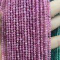 Pink Tourmaline 2mm 3mm Faceted Cutting Gemstone Bead Strand Small Size Spacer Beads for Jewelry Making Bracelet Necklace