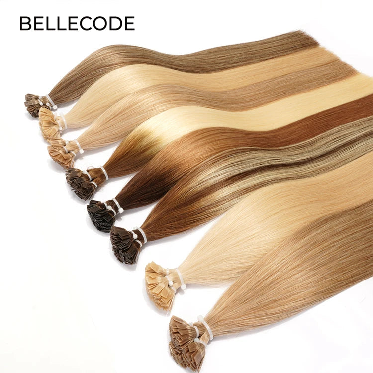 100% Remy Brazilian Hair Extension Luxury Straight Nano Grey Flat Tips Single Weft