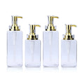 Empty Shampoo Container 300ml 400ml 500ml Pump Bottle Hotel clear  Plastic Bottles with Gold Pump Dispenser
