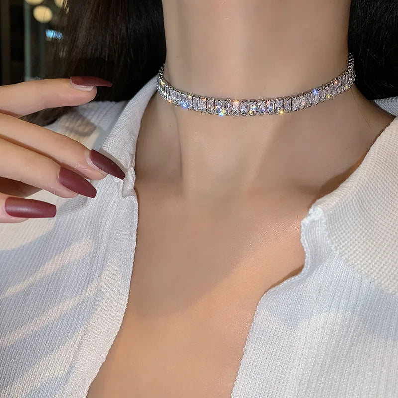 Korean Fashion Jewelry Super Flash Zircon Necklace Choker Necklace for Women