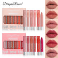 Dragon Ranee 6pcs Nude Matte Lipstick Pen Lipstick Pen Suit Lip Glaze Durable Waterproof No Blooming