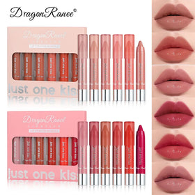 Dragon Ranee 6pcs Nude Matte Lipstick Pen Lipstick Pen Suit Lip Glaze Durable Waterproof No Blooming