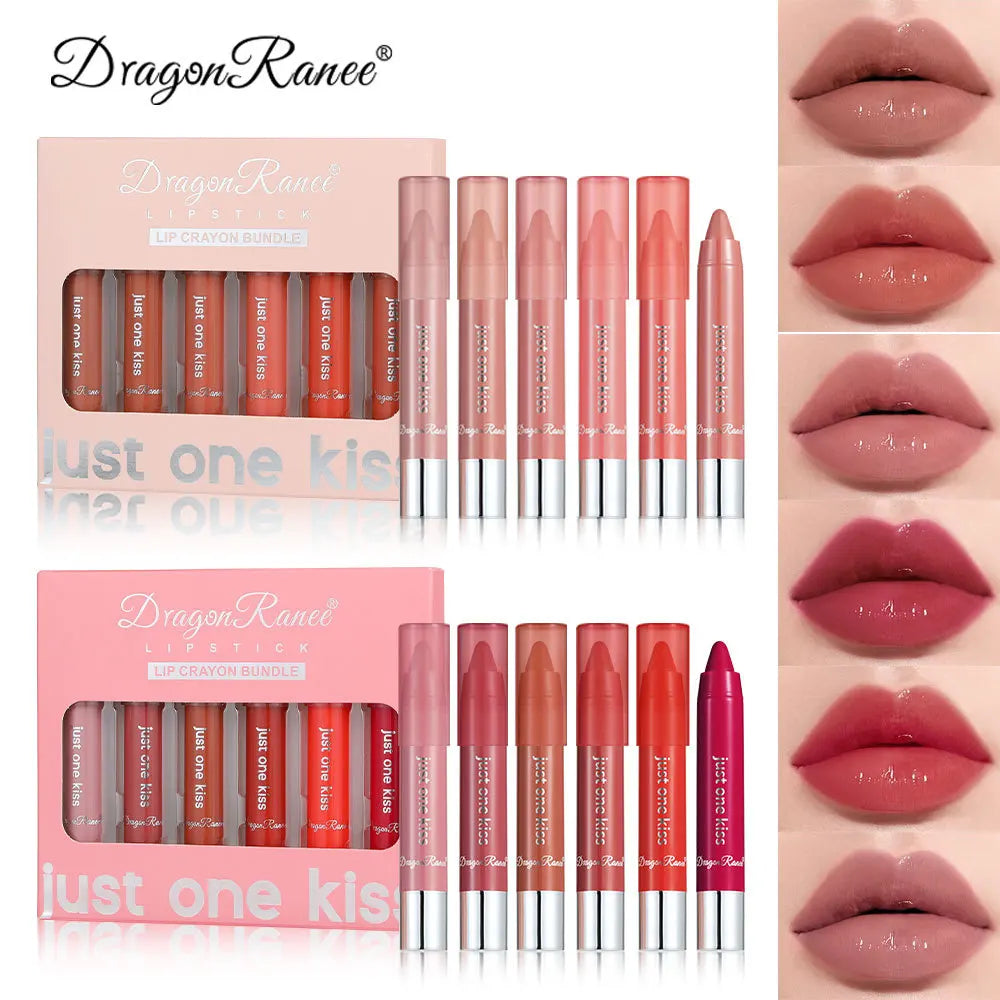 Dragon Ranee 6pcs Nude Matte Lipstick Pen Lipstick Pen Suit Lip Glaze Durable Waterproof No Blooming