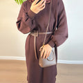 Modest Fashion Solid Color Women's Winter Set Plus Size Jumper Dress and Pants Knit Fabric Abaya 4 Colors Anti-Wrinkle