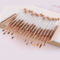 Customized Logo 8pcs Synthetic Nylon Metal Handle Rose Gold Painting Gel Brush Uv Gel Liner Nail Art Brush
