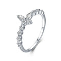 Luxury 925 Sterling Silver Butterfly CZ Diamond Ring Women Simple Fashion Zircon Stacked Finger Ring