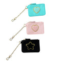 Small Size Waterproof PU & Nylon Mini Key Chain Change Purse Coin Bag Credit Card Wallet Women ID Card Holder