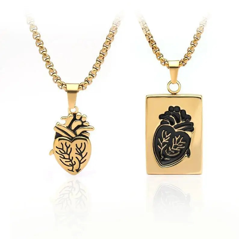Fashion Metal Interlocking Puzzle Couple Anatomical Heart Necklace for Women Valentine Gift Gold Chain Pendant Collares