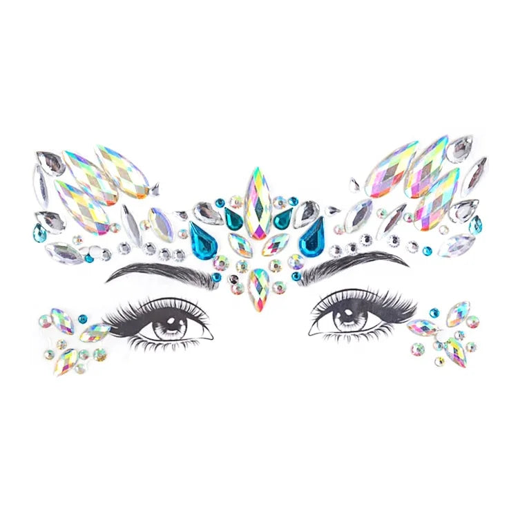 Festival Fancy Decorative Body Sticker Jewelry Rhinestone Eye Sticker Adhesive Crystal Gems Carnival Face Sticker