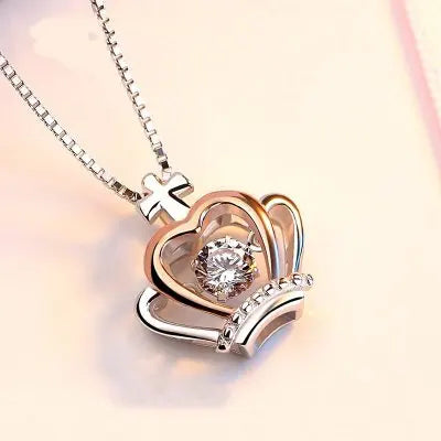 Mother's Day Gift Jewelry Necklace Creative Moving Diamond Necklace Crown Pendant Necklace for Women