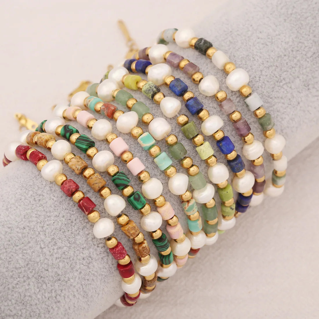 Natural Stone Beads Bracelet Stainless Steel Clasp Custom Design Bracelets Jewelry for Men B408