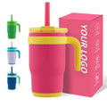 14oz Stainless Steel Kid Water Mug with Handle and Straw Multiple Color Spill-proof Water Mug