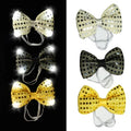 10 Color Led Glowing Bow Tie for Men Silver Sequined Light up Bow Ties Birthday Party Women Silver Sequined Bow Ties
