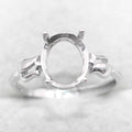 Sterling Silver 8*10mm Semi Mount Ring Empty Frame Blank Support Setting S925 Base Holder Without Center Stone for DIY Inlay