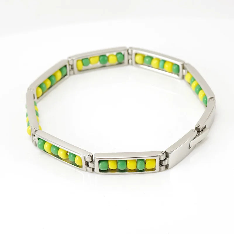 High Quality Siete Potencias African Power Santeria 18k Gold Plated Stainless Steel Orula Bracelet