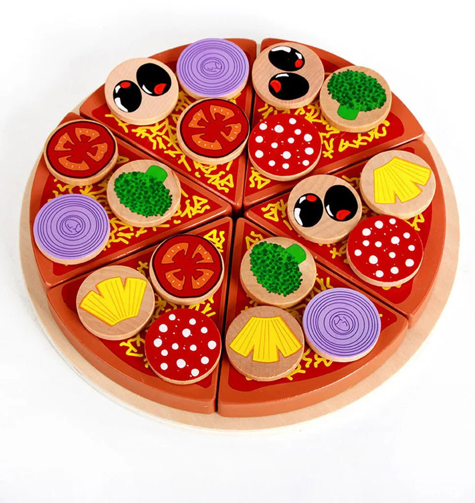 Preschool Kitchen Toy Role Plat Christmas Cutting Fruit Toy Pretend Play Wooden Pizza Toy