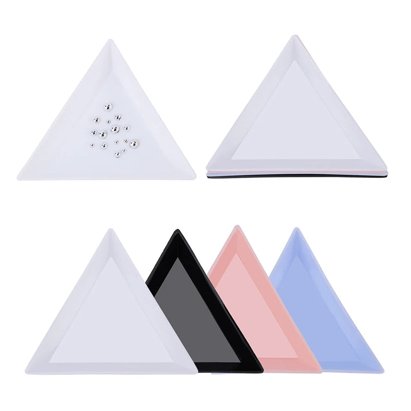 Wholesale Triangle Plate for Nail Jewelry Beads Organizer Rhinestone Storage Display Plastic Tray