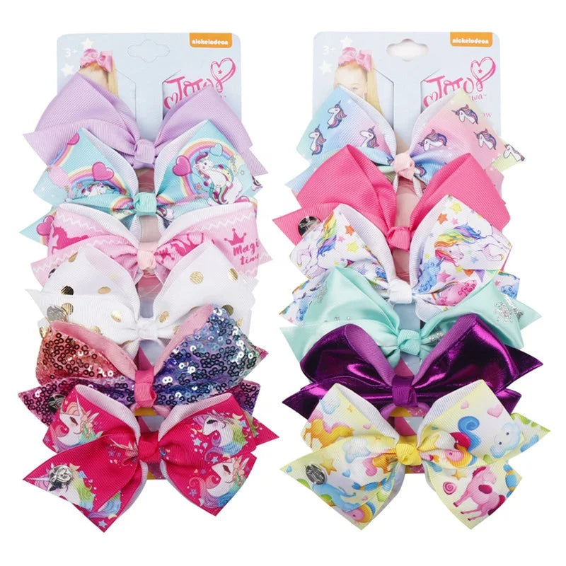 BSCI Audited Factory Wholesale 6 Pcs/Set 5.6 Inch Jojo Hair Bows  for Kids