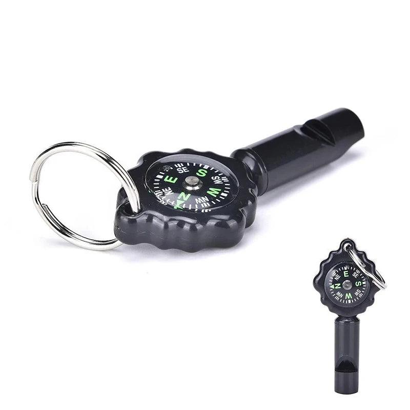 Outdoor Activicty Emergency Multi Tool Whistle Hanging ABS Hiking Climbing Mini Wholesale Keychain Compass Set