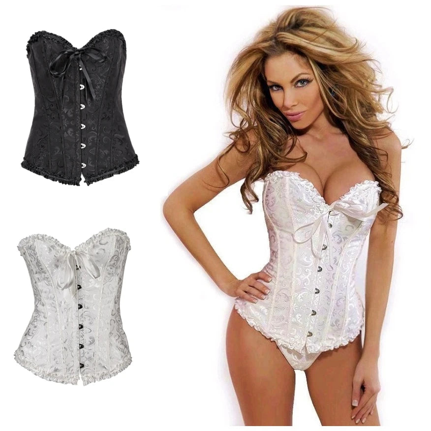 Women Plus Size Eco-Friendly Firm Control Gothic Sexy Waist Slimming Corset Top Bustier Overbust Lace up