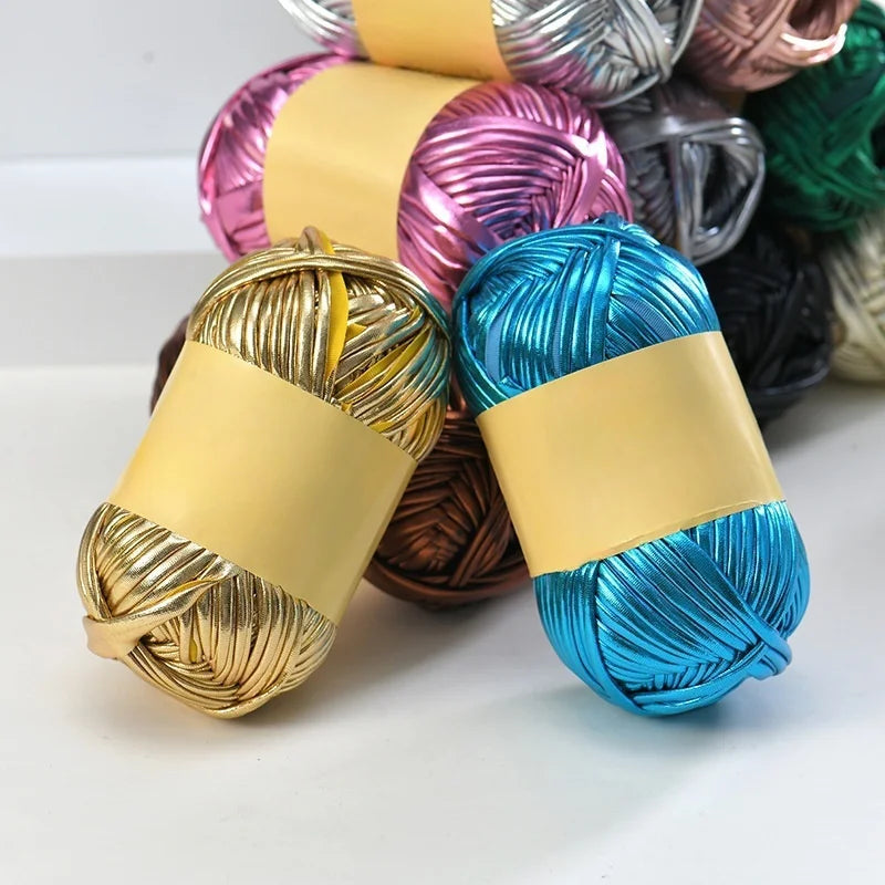 Surprise Price 100g Fancy Solid Color Chunky Bright Metallic t Shirt Yarn for Crochet Bag