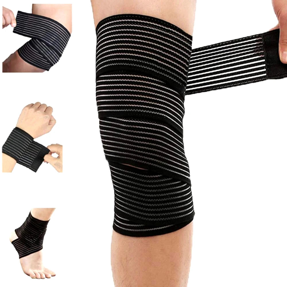 Sports Elastic Knee Compression Weight Lifting Bandage Wraps for Ankle Wrist Knee Calf Thigh