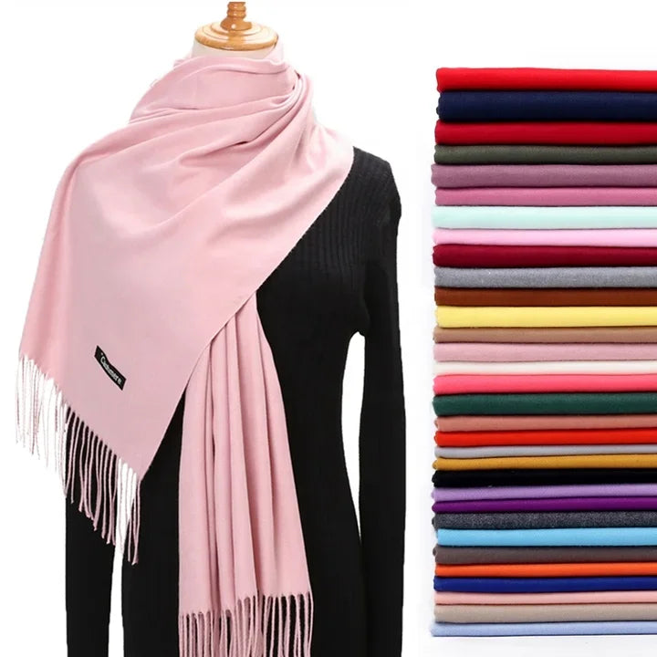 Wholesale Other Scarves and Shawls Polyester Cashmere Scarf With Tassel Winter Scarf for Women Custom Logo Adult Polybag Fashion