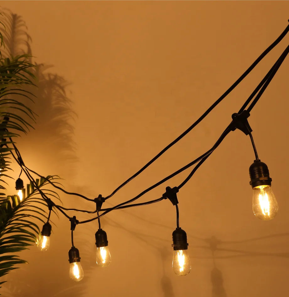 S14 E27 Hanging String Sockets Waterproof Outdoor Light Chain Led Festoon Lights Led Patio Lights for Bistro Garden