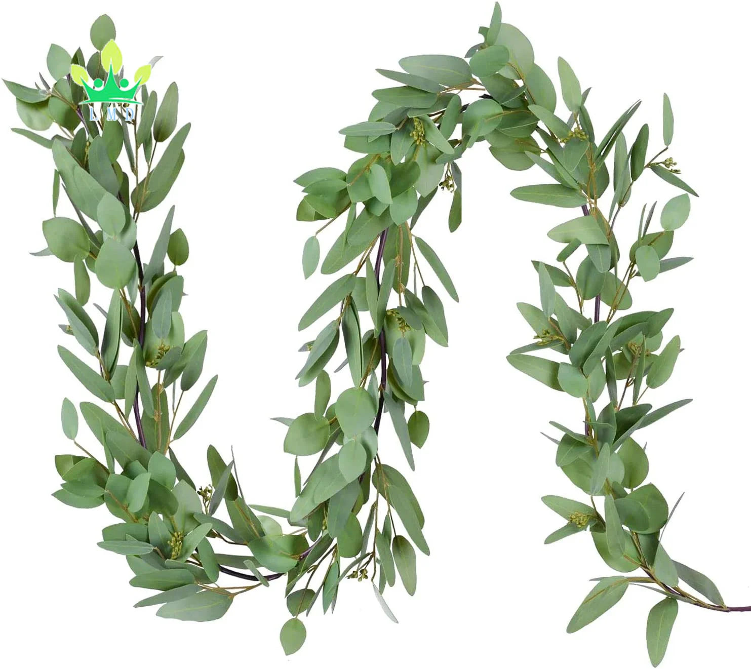 5.5Ft Seeded Eucalyptus Garland Artificial Vines Faux Eucalyptus Leaves Wedding Backdrop Arch Wall Decor