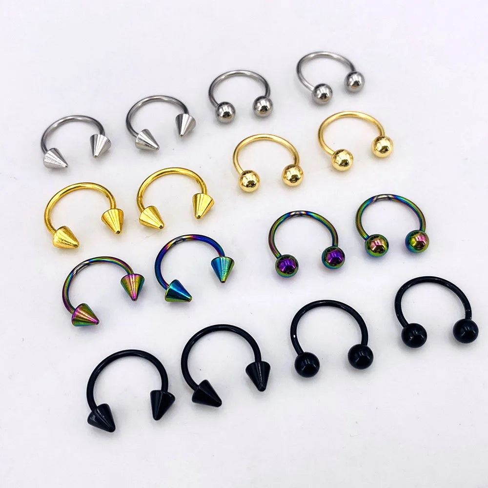 Nose Horseshoe Ring Nose Septum Ring Circular Ear Cartilage Tragus Piercing Jewelry Stainless Steel Hoop Nose Ring