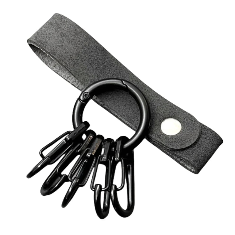 PU Leather Metal O Ring Spring Clasp with 5pcs Hook Buckle for DIY Openable Round Carabiner Keychain Clip Connector Accessories