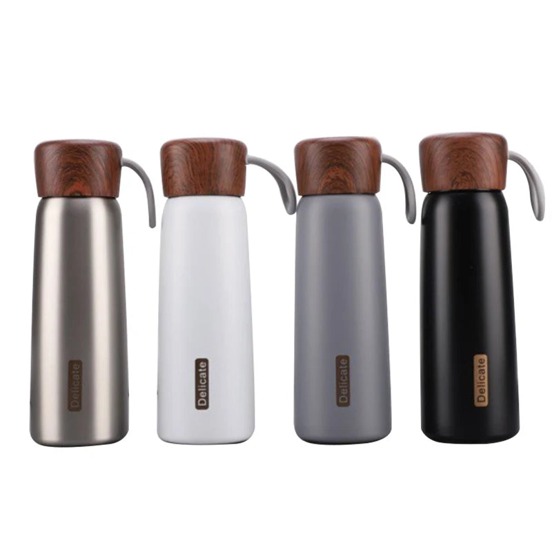 Hot Selling 2023 Wood Grain Color Lid Vacuum Flask Thermos 500ml Stainless Steel Water Bottle with Rope Handle