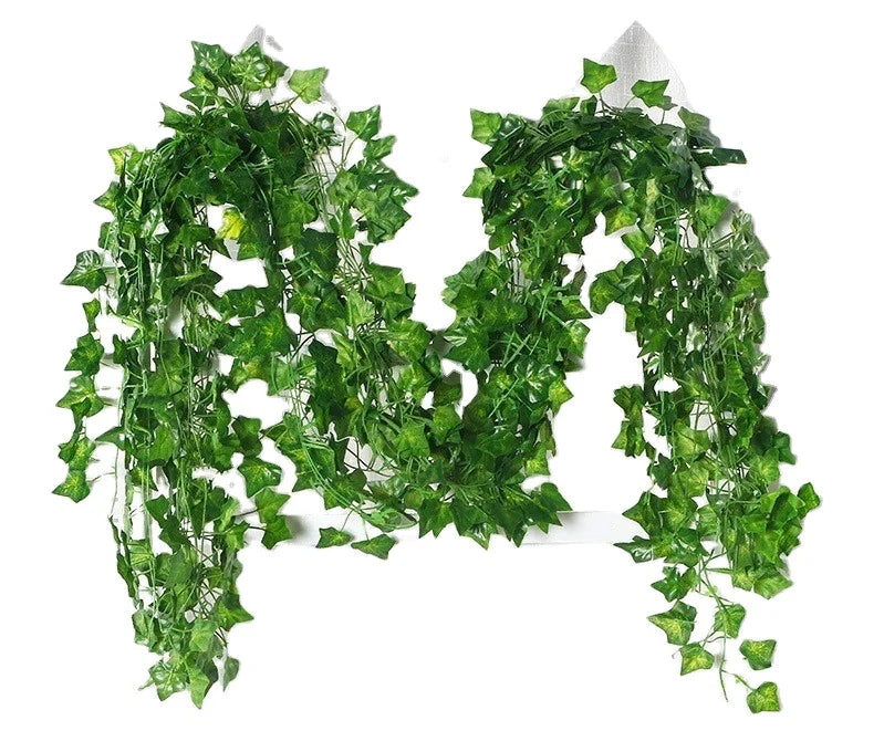 O-x268 Hot Selling Decorative Hanging Plants Plastic Green Vines Real Touch Artificial Ivy Vine Leaves Garland Vine for Decor